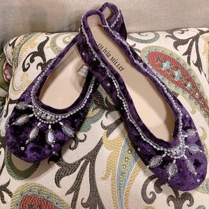 Olivia Miller Purple jeweled velvet ballet shoes